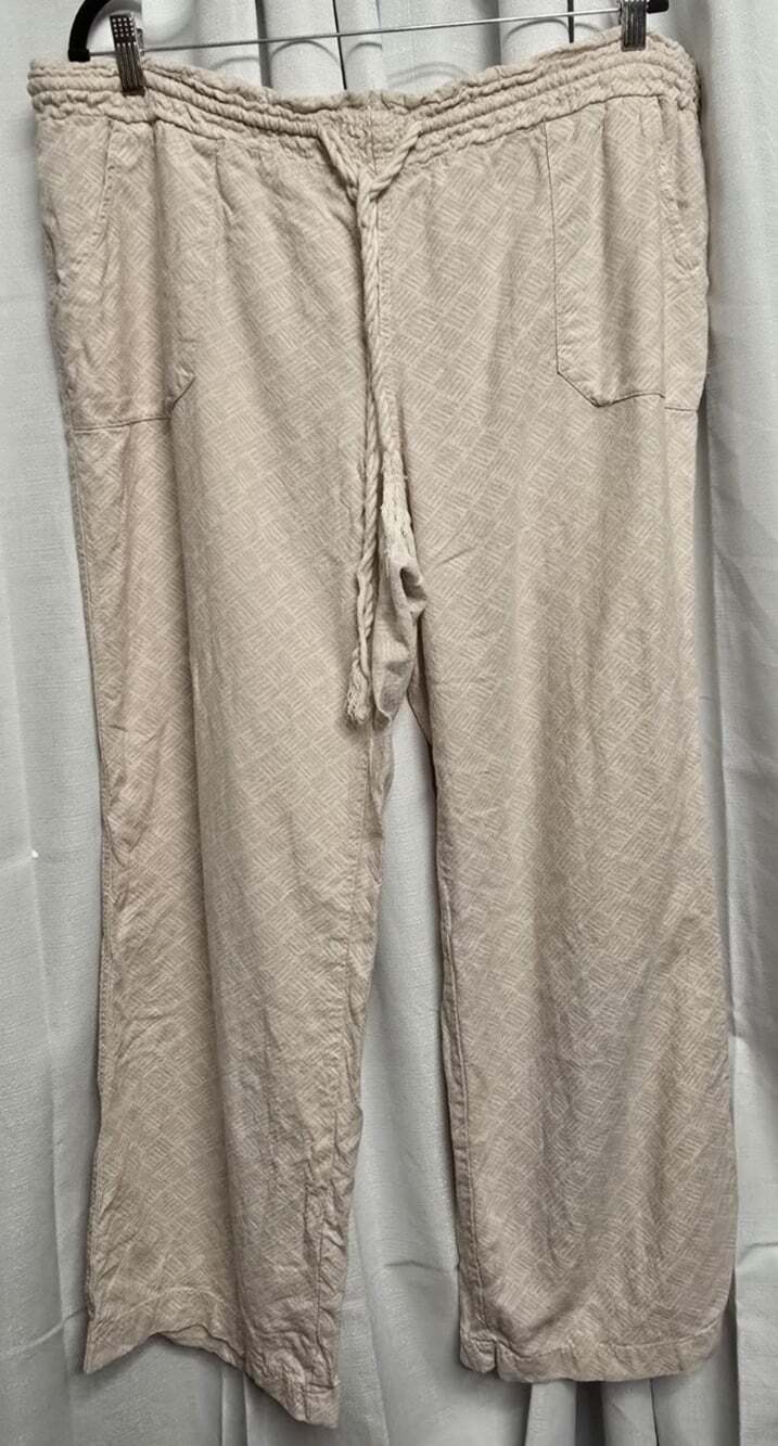 Cato Womens Plus 18/ 20 Linen Blend Drawstring Casual Relaxed Fit Wide Leg